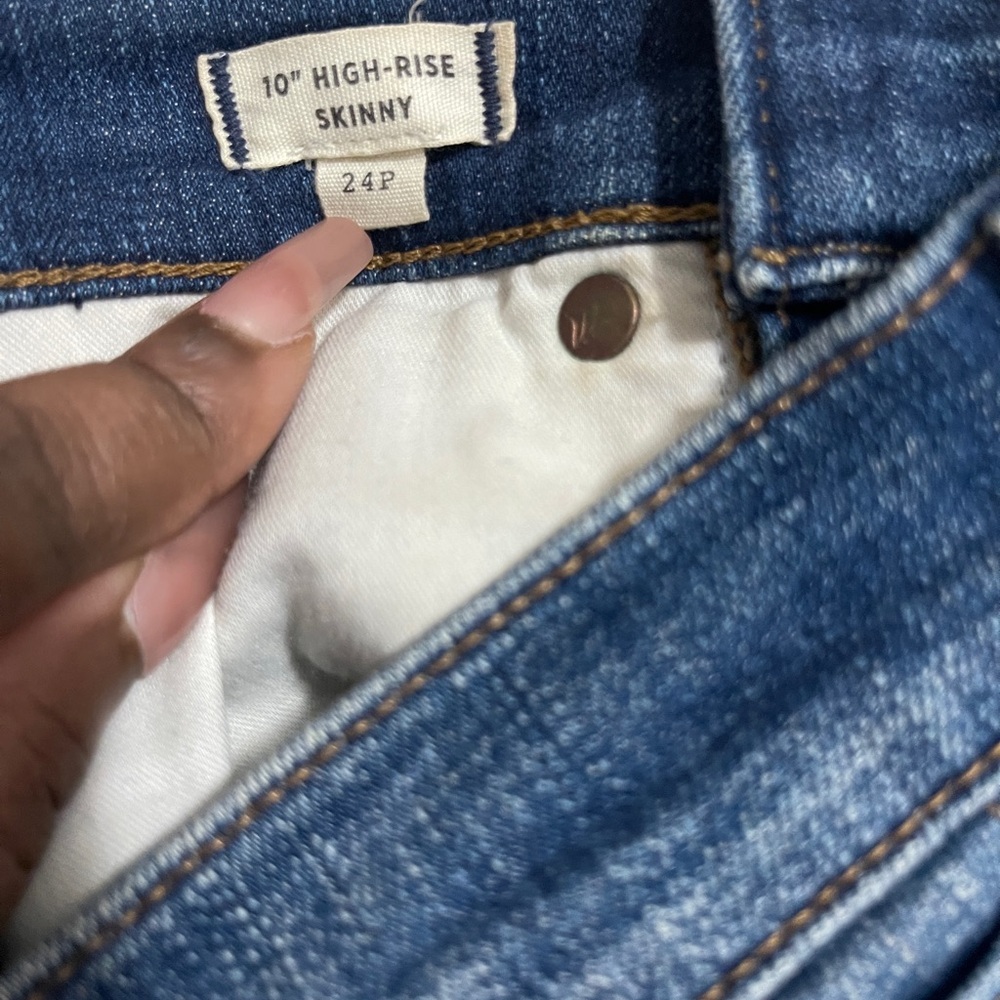 Madewell Jeans Size 24P Blue 10" High Rise Skinny Raw Hem Denim - Picture 12 of 15